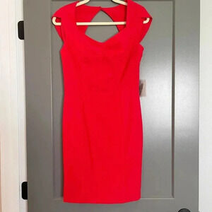 Forever 21 Womens Stretch V-Neck Cap Sleeve Sheath Dress Red Small NWT